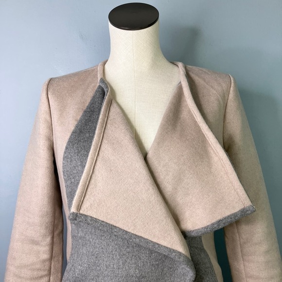 Lucky Brand Beige Tan and Gray Asymmetrical Wool Blend Jacket Women's Size XS - Picture 2 of 16